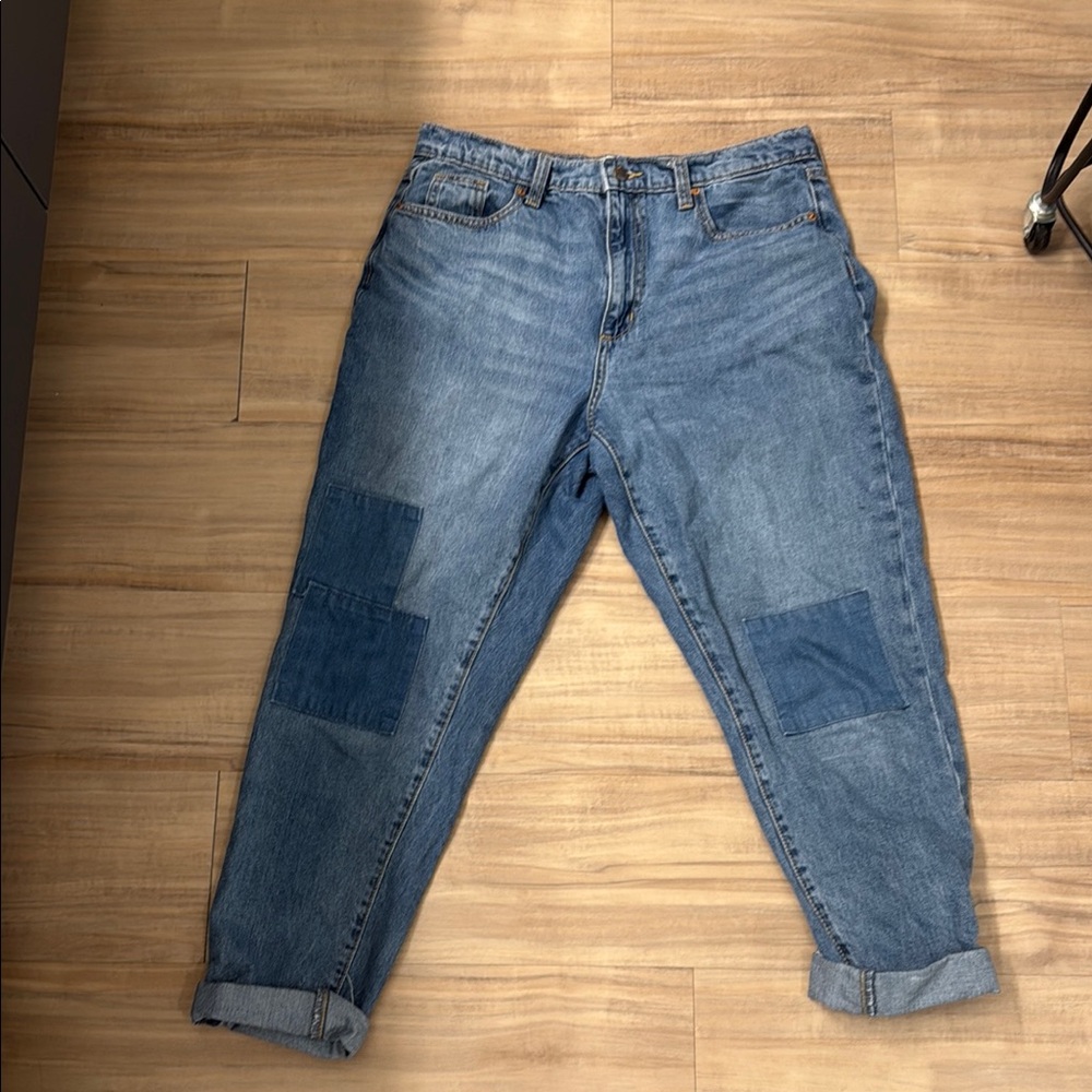 Blue Denim Patchwork Jeans